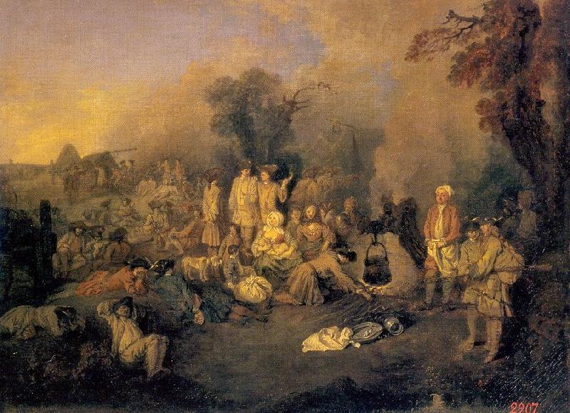 The Bivouac, WATTEAU, Antoine